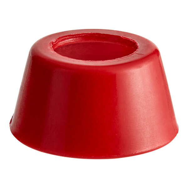 A red Bunn faucet collar with a hole in it.
