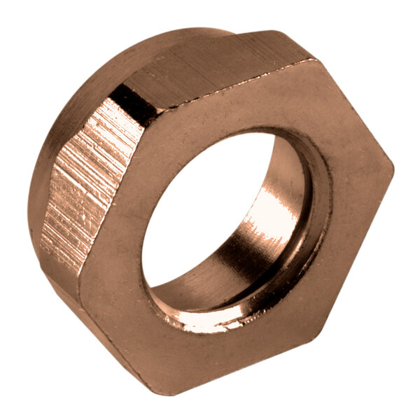 A Bunn flanged shank nut for iced tea dispensers.