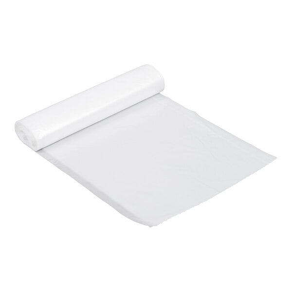 A roll of white plastic trash bags.