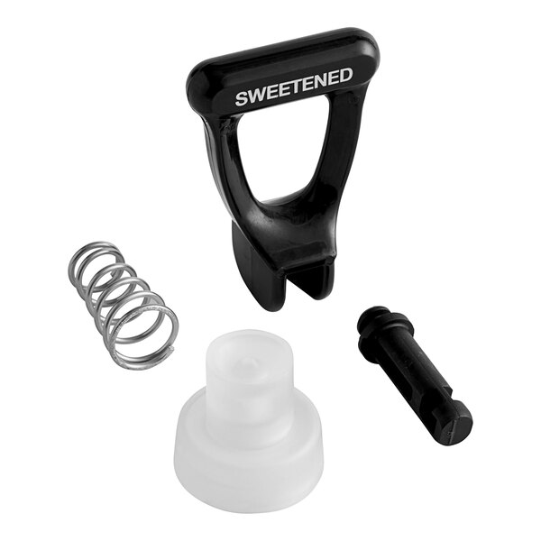 A Bunn iced tea faucet repair kit with a black plastic handle and white text.