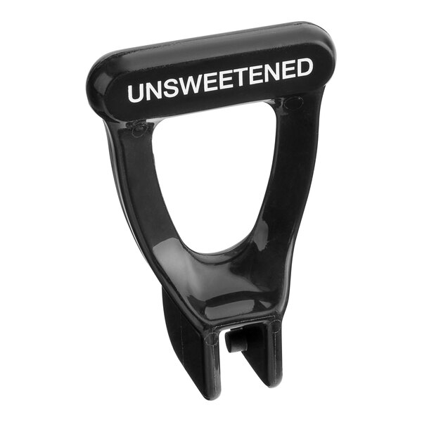 A black Bunn faucet handle with white text reading "Unsweet"