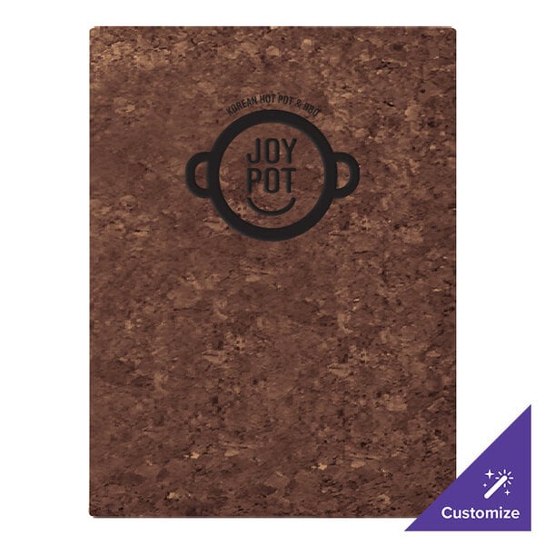 Menu Solutions CO600A-DB 5 1/2" x 8 1/2" Customizable Dark Cork Single View Menu Cover