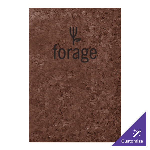 Menu Solutions CO600D-DB 8 1/2" x 14" Customizable Dark Cork Single View Menu Cover