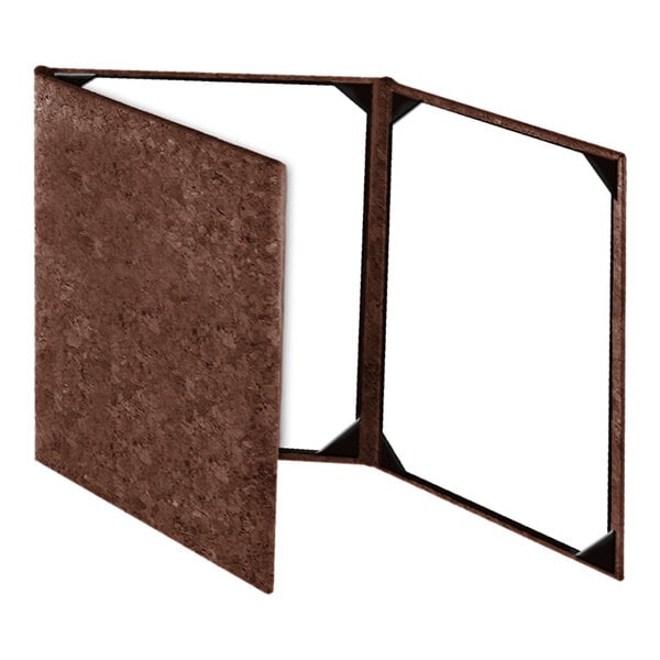 Menu Solutions CO630D-DB 8 1/2" x 14" Dark Cork Continuous 3 View Menu Cover