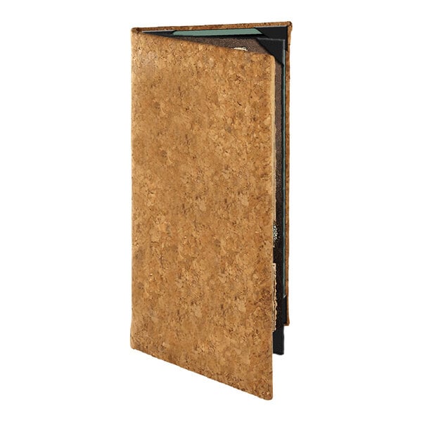 Menu Solutions CO640BA-NC 4 1/4" x 11" Natural Cork 4 View Booklet Menu Cover