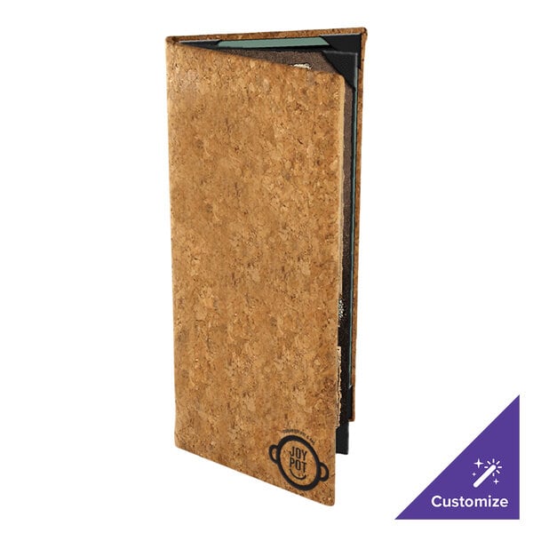 Menu Solutions CO640BA-NC 4 1/4" x 11" Customizable Natural Cork 4 View Booklet Menu Cover