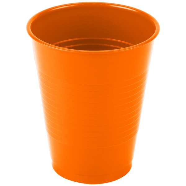 A Creative Converting Sunkissed Orange plastic cup.