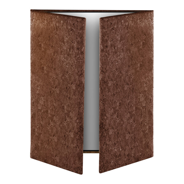 Menu Solutions CO55C-DB 4 1/4" x 11", 8 1/2" x 11" Dark Cork Gatefold Style 3 View Menu Cover
