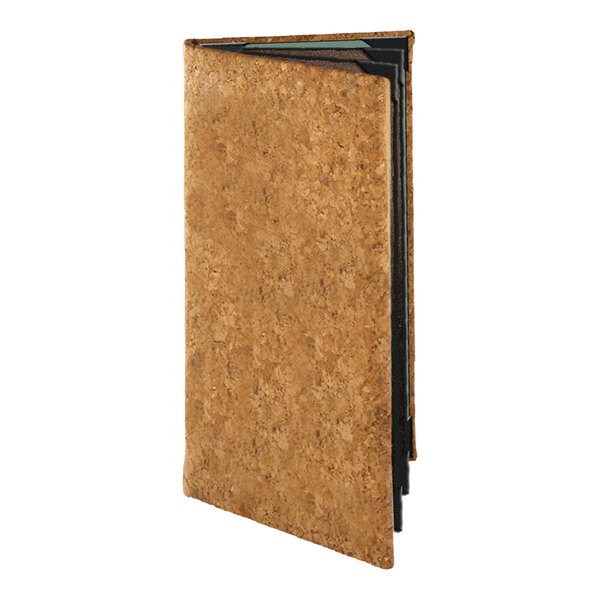 Menu Solutions CO660BA-NC 4 1/4" x 11" Natural Cork 6 View Booklet Menu Cover