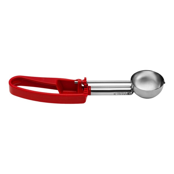 Vollrath 47376 Jacob's Pride® #24 Red Extended Length Squeeze Handle Disher - 1.52 oz.