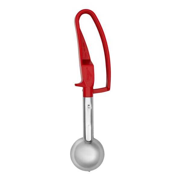 Vollrath 47376 Jacob's Pride® #24 Red Extended Length Squeeze Handle Disher - 1.52 oz.