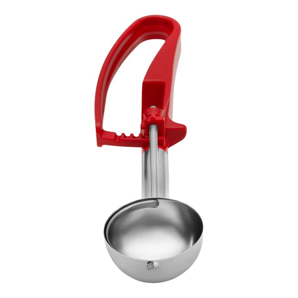 Vollrath 47376 Jacob's Pride® #24 Red Extended Length Squeeze Handle Disher - 1.52 oz.