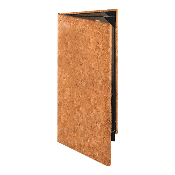 Menu Solutions CO640BD-NC 4 1/4" x 14" Natural Cork 4 View Booklet Menu Cover