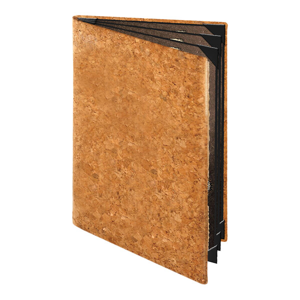 Menu Solutions CO660D-NC 8 1/2" x 14" Natural Cork 6 View Booklet Menu Cover