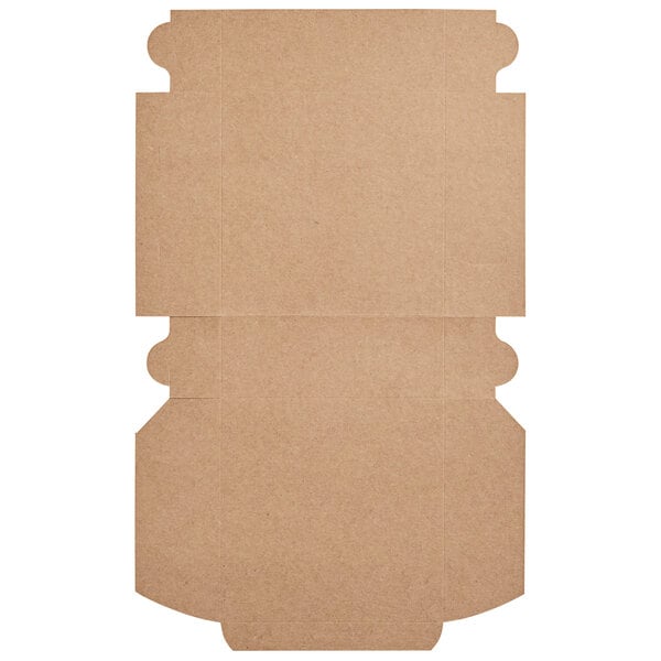 A brown cardboard box with a cut out top.