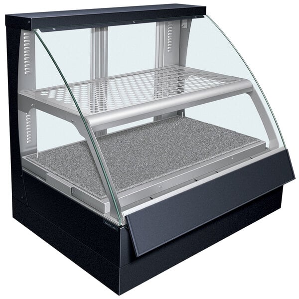 A Hatco Flav-R-Savor countertop hot food display case with a glass front and shelves.