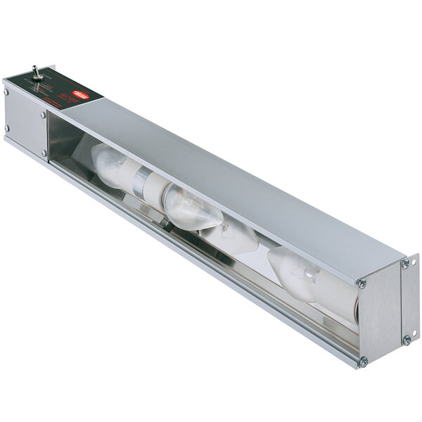 A Hatco Glo-Rite display light with three bulbs.