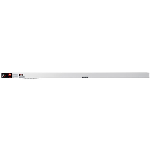 A long white rectangular Hatco infrared warmer with white and red switches.