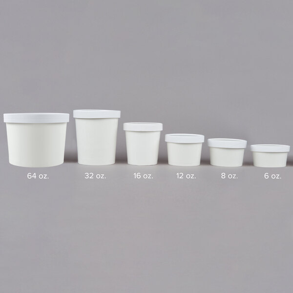 Choice 32 Oz Double Poly Coated White Paper Food Cup With Vented Paper Lid 25 Pack