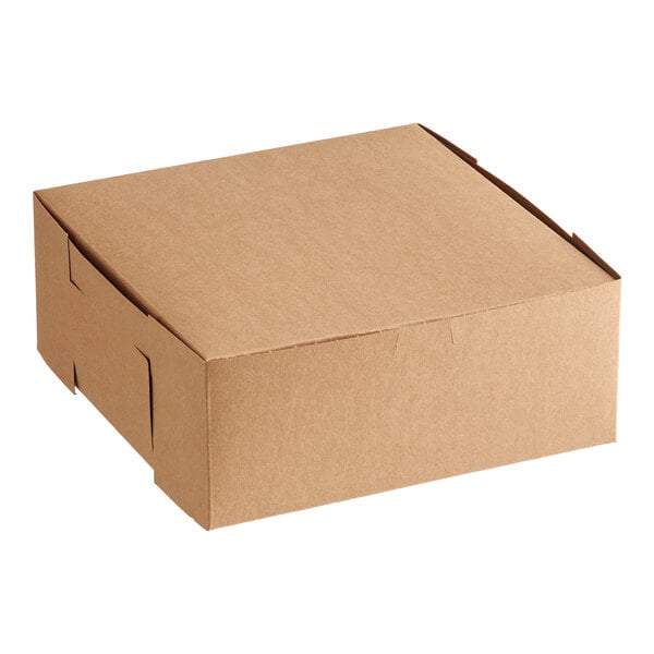 10" x 10" x 4" Kraft Customizable Cake / Bakery Box - 100/Bundle