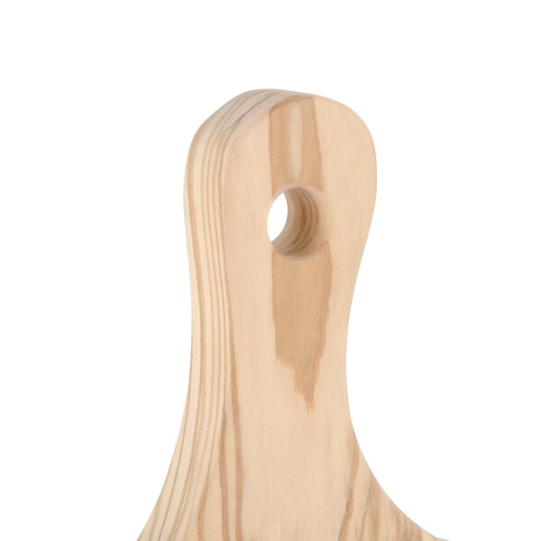 An American Metalcraft olive wood serving board with a hole in the handle.