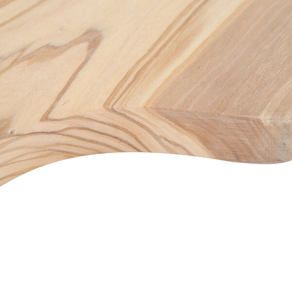 An American Metalcraft olive wood serving board with a wood surface.