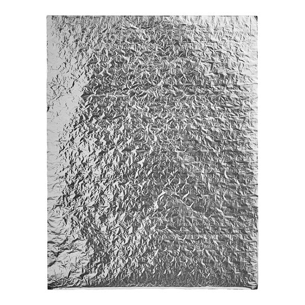 Choice 10 3/4" x 14" Insulated Foil Sandwich Wrap Sheets in silver on a white background.