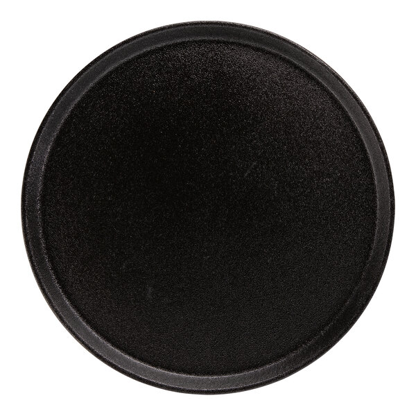 A black Carlisle non-skid fiberglass serving tray with a black border.