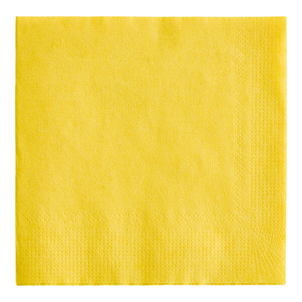 Choice Sunny Yellow 2-Ply Beverage / Cocktail Napkin - 250/Pack