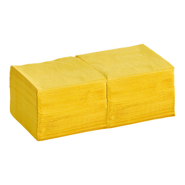 Choice Sunny Yellow 2-Ply Beverage / Cocktail Napkin - 250/Pack