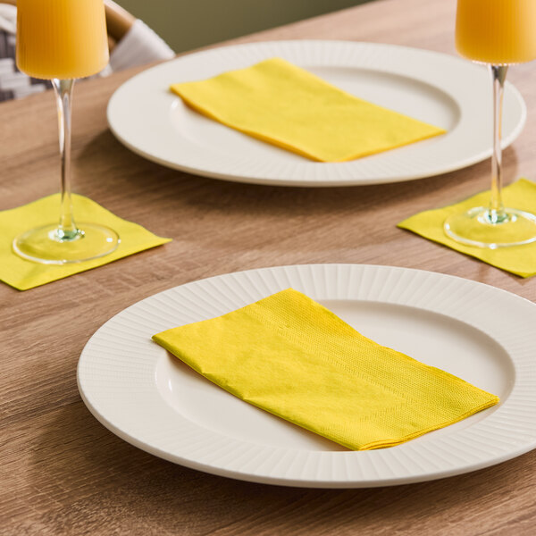 Choice Sunny Yellow 2-Ply Beverage / Cocktail Napkin - 250/Pack