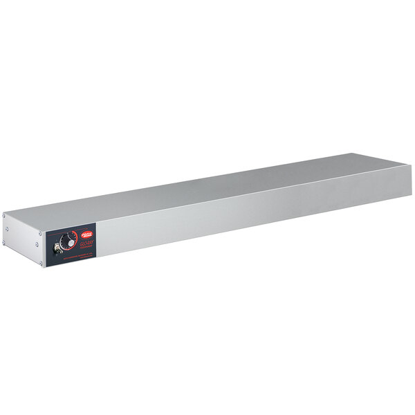 A white rectangular stainless steel shelf with a long rectangular red light.