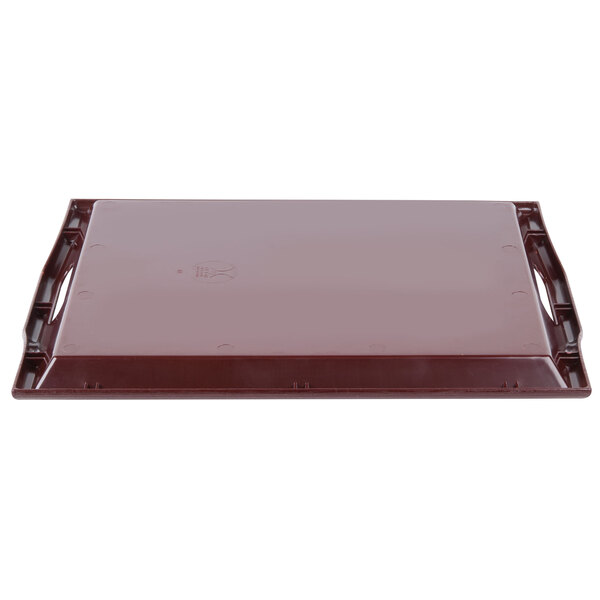 A mahogany brown rectangular plastic tray with handles.