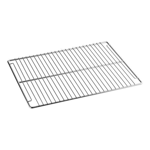 A Turbo Air stainless steel wire shelf with a grid on it.