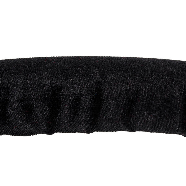 A black stanchion rope with chrome ends on a white background.