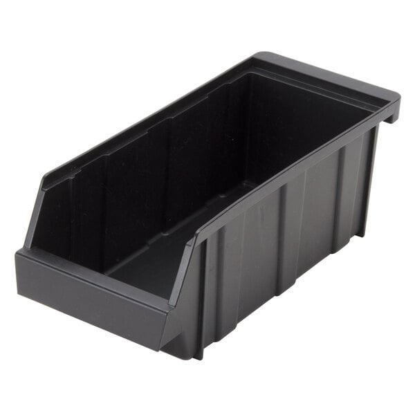Empty black rectangular plastic condiment bin
