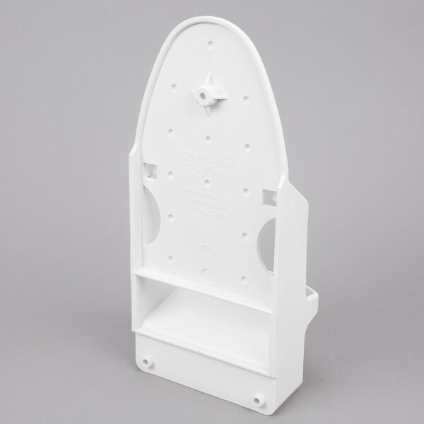 A white plastic holder with holes.