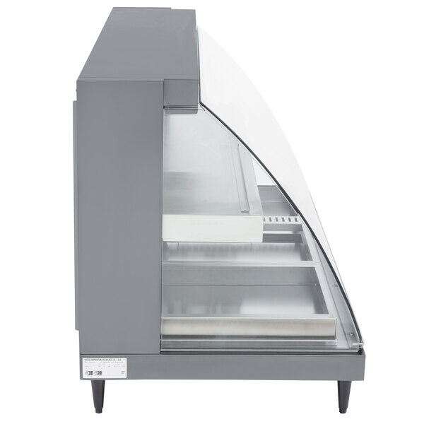 A Hatco Glo-Ray double shelf hot food display warmer with a sliding glass door.