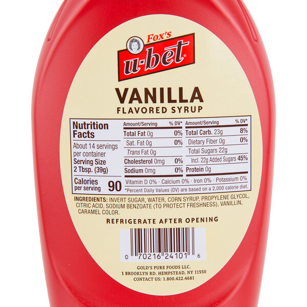 Fox's U-Bet 20 oz. Squeeze Bottle Vanilla Syrup