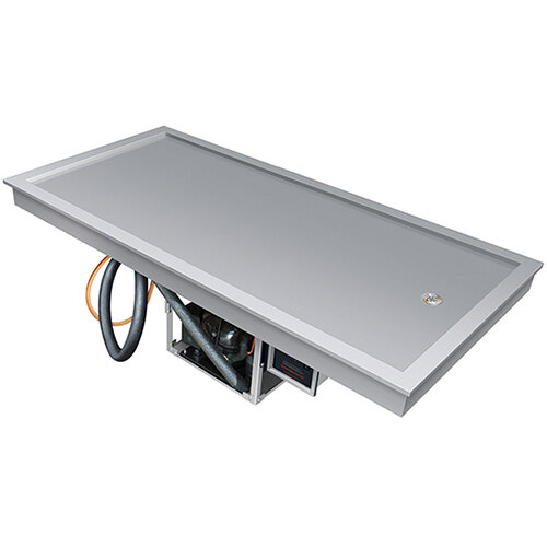 A Hatco stainless steel rectangular table with a metal frame.