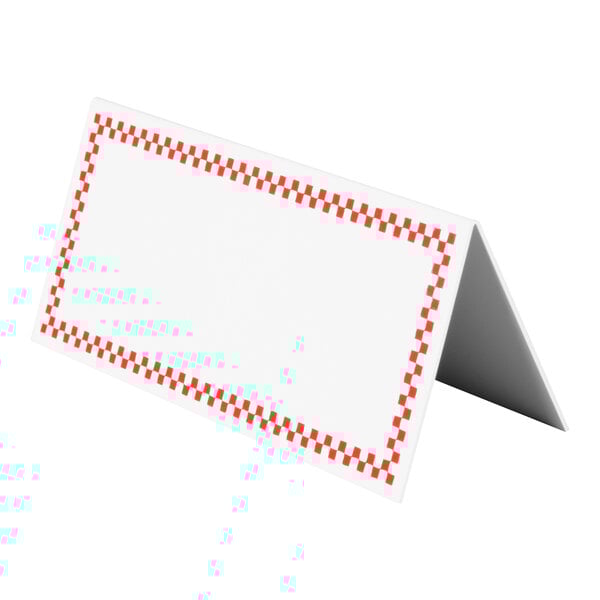 Rectangular Write-On Deli Tent Sign with Red Checkered Border - 25/Pack