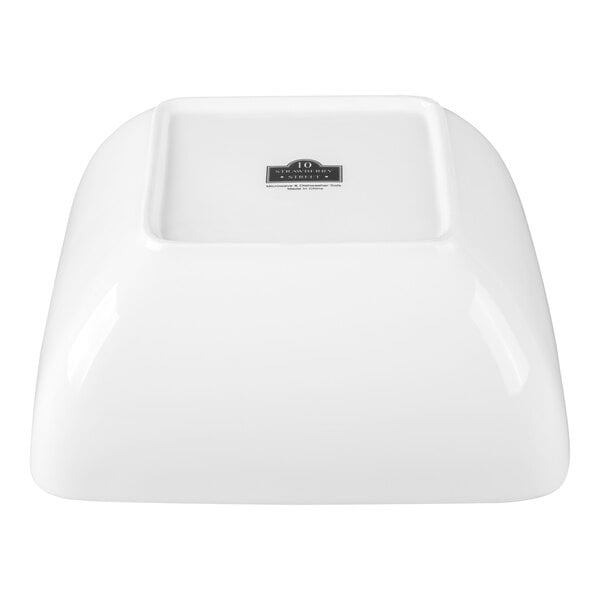 A white square porcelain bowl from 10 Strawberry Street, shown upside down.