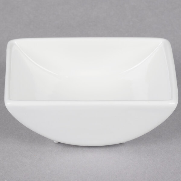 A white rectangular porcelain bowl with slightly rounded corners.