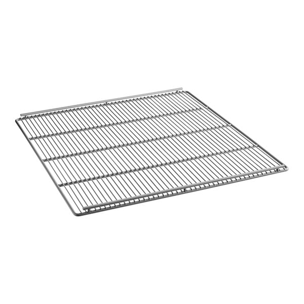 A Beverage-Air epoxy coated wire shelf with a metal grid.