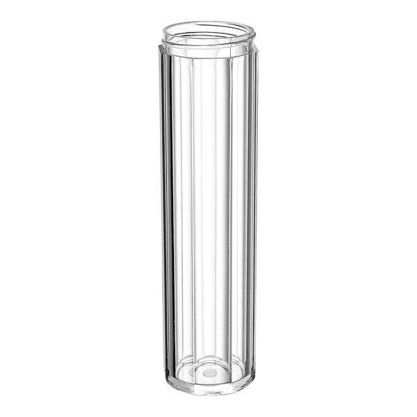 A clear Tablecraft Ice Core Center cylinder with a clear cap.