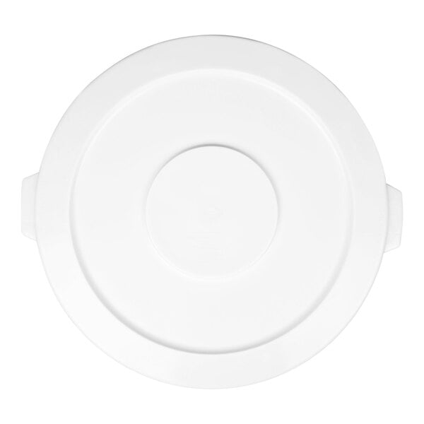 A white round trash can lid designed for a 44-gallon container.