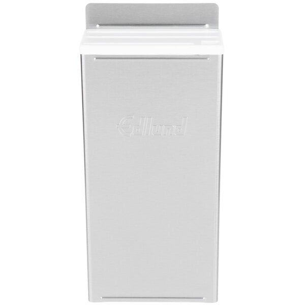 A white rectangular Edlund knife rack with a white lid with a logo.