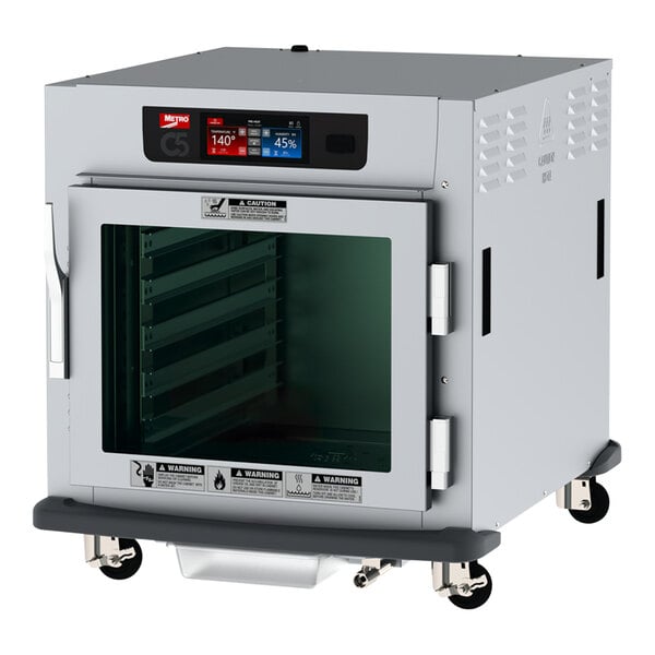 A large grey Metro C5 9 Series heated holding and proofing cabinet with a glass door.