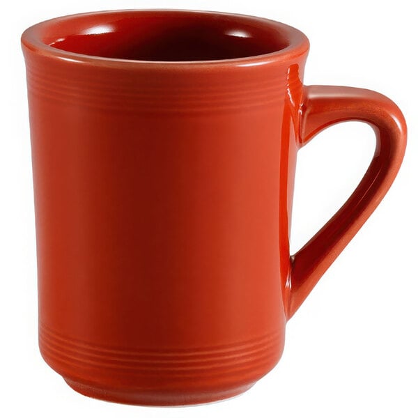 A CAC red coffee mug with a handle.