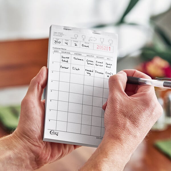 Choice 1 Part White Waiter / Waitress Order Pad   - 10/Pack